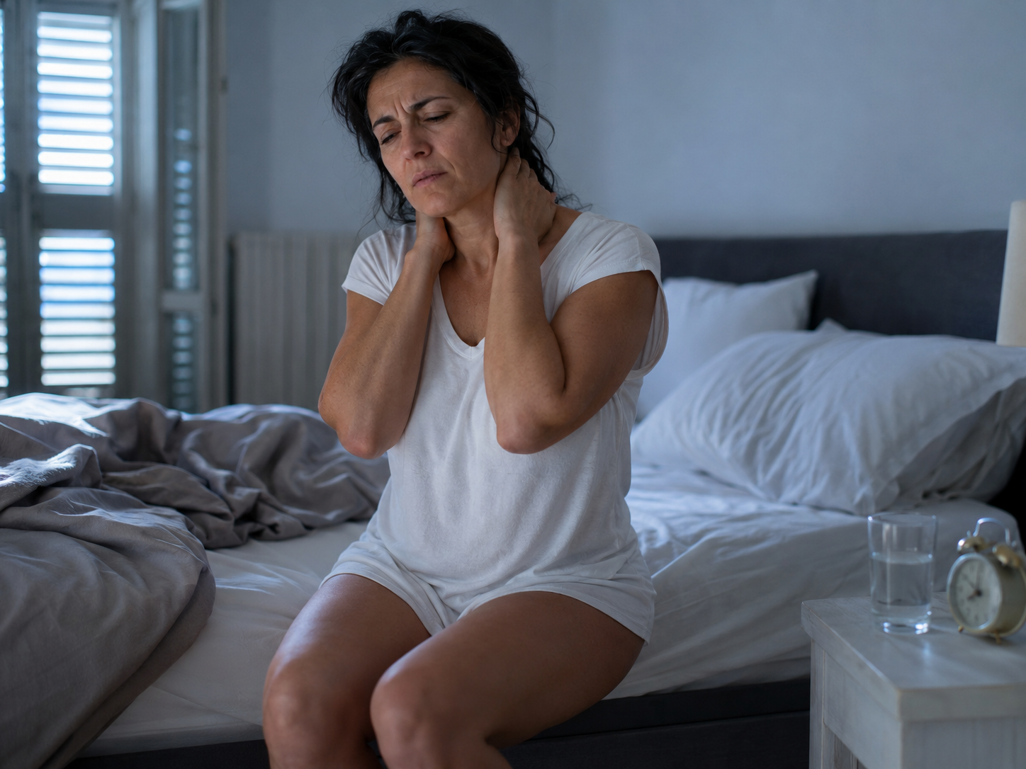 Donna si sveglia con il collo rigido